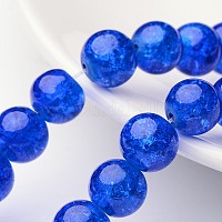 Синие прозрачные круглые стеклянные бусины кракле&nbsp;X-CCG-Q001-10mm-14