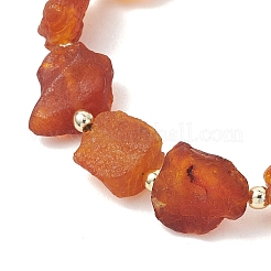 Браслеты из необработанного натурального янтаря и гальванически покрытых немагнитных синтетических гематитовых бусин для женщин&nbsp;BJEW-JB13627