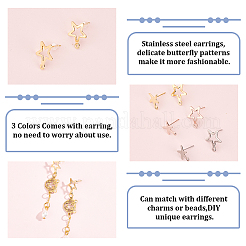 60 шт. 6 шт. фурнитура для сережек-гвоздиков из нержавеющей стали 201 STAS-DC0010-27