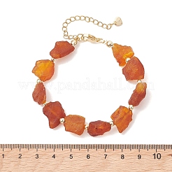 Браслеты из необработанного натурального янтаря и гальванически покрытых немагнитных синтетических гематитовых бусин для женщин&nbsp;BJEW-JB13627