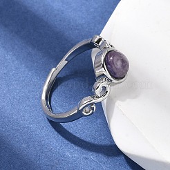 Кольца из натурального чароита RJEW-A084-04P-07