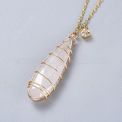 Ожерелья и серьги с подвесками из натурального кварца&nbsp;SJEW-JS01026