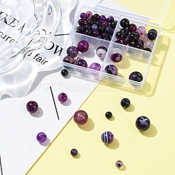 4 стиль натуральный полосатый агат/полосатый агат бусины нити&nbsp;G-YW0001-85