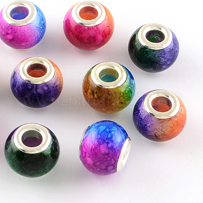 Двухцветный спрей окрашены Rondelle стекло большое отверстие европейские шарики GPDL-R015-M1-1