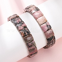 Натуральные браслеты из граненых бусин родонита на эластичной основе для женщин&nbsp;BJEW-K251-08I