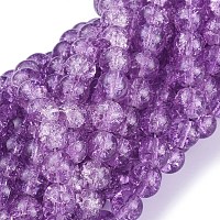 Амарантовые стеклянные круглые бусины кракле&nbsp;X-CCG-Q002-8mm-04