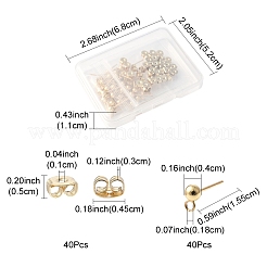 40 шт. фурнитура для сережек-гвоздиков из нержавеющей стали 304 STAS-FS0001-76G