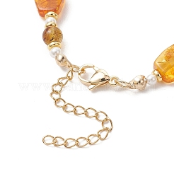 Браслеты из натурального янтаря и жемчуга с градиентным переходом цвета для женщин.&nbsp;BJEW-JB13553