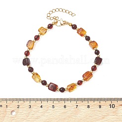 Браслеты из натурального янтаря и латунных бусин для женщин&nbsp;BJEW-JB13664