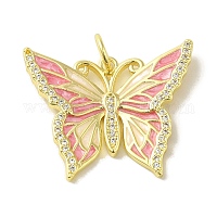 Подвески из латуни-бабочки с эмалью и цирконием микро-паве&nbsp;KK-Z042-02G-01