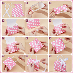 Прямоугольные бумажные подарочные пакеты с ручкой из искусственного жемчуга&nbsp;CON-WH0110-019B