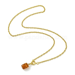 Кулон в форме куба из натурального янтаря&nbsp;NJEW-JN06064