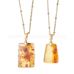 Прямоугольный кулон из натурального янтаря&nbsp;NJEW-JN05981-02