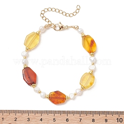 Браслеты для женщин из натурального янтаря и пресноводного жемчуга с градиентным цветом.&nbsp;BJEW-JB13551