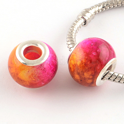 Двухцветный спрей окрашены Rondelle стекло большое отверстие европейские шарики GPDL-R015-M1-1