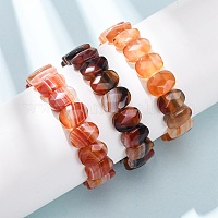 Браслеты из окрашенного и термически обработанного натурального полосатого агата с ограненными бусинами&nbsp;BJEW-K251-07I