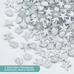100 Stück 2 Stil Harz Strass Cabochons MRMJ-OC0003-73