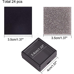 Benecreat 24pcs Samt Edelstein Vitrine Quadrat Diamant Edelstein Schmuck Aufbewahrungsbox Organizer Fall mit Samt innen schwarz OBOX-BC0001-03