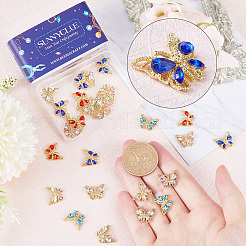 30 Stück 6 Farben Legierung Strass Cabochons MRMJ-SC0001-19