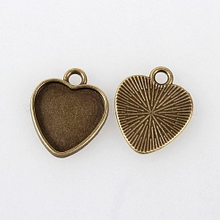 Vintage tibetischen Stil Legierung Herz Anhänger Cabochon Fassungen TIBEP-M018-144AB-NF