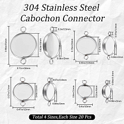80 Stück 4 Stile 304 Edelstahl Cabochon-Anschluss-Einstellungen STAS-CN0001-55