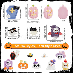 84 Stück 16 Stile Halloween opake Harz Decoden Cabochons CRES-SC0002-89