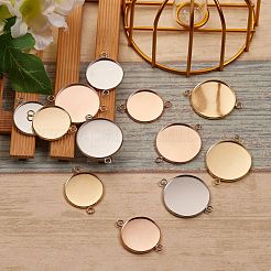 12 Stück 6 Stil 304 Edelstahl Cabochon-Anschluss-Einstellungen STAS-SZ0001-42