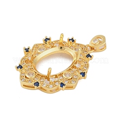 Blume Messing Micro Pave Zirkonia Anhänger Cabochon Einstellungen KK-U026-04G