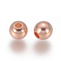 Brass Spacer Beads, Round, Rose Gold, 4mm, Hole: 1mm
