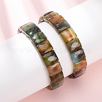 Браслеты из окрашенного и термически обработанного натурального полосатого агата с ограненными бусинами&nbsp;BJEW-K251-08D