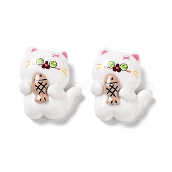 Cartoon weiße Katze Harz Decoden Cabochons CRES-R203-01H