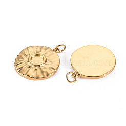 Gehämmerte Cabochon-Fassungen für Anhänger aus Edelstahl 304 STAS-S116-239G