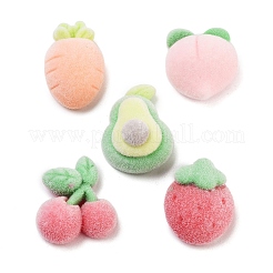 Beflockte opake Harzfrucht-Decoden-Cabochons RESI-H165-13
