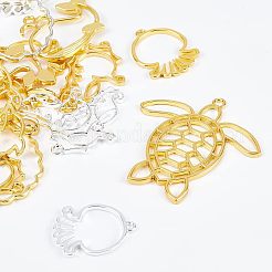 Olycraft 24pcs 12 Stil Legierung offene Rückseite Lünette Anhänger PALLOY-OC0002-92