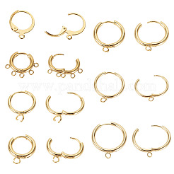 14 шт. 7 стиля фурнитуры для сережек-колец Huggie Hoop из нержавеющей стали 201/316&nbsp;STAS-TA0005-50