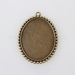 Tibetischen Stil Anhänger cabochon Fassungen mit antiken metallic Farbe und erhöht Skulptur sind voller Retro-Stil TIBEP-M018-136AB-NF