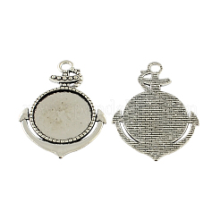Tibetischen Stil Zinklegierung paar Anhänger Cabochon Fassungen TIBEP-R334-258AS-RS