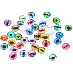 10mm gemischte Farbe Glück bösen Blick Glas Flatback Kuppel Cabochons für Schmuck machen GGLA-PH0002-10mm-AB