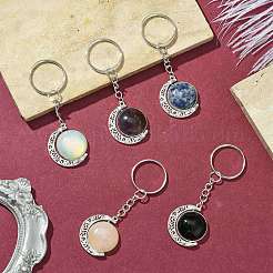 Legierungsanhänger mit Edelstein-Cabochons als Schlüsselanhänger KEYC-JKC01140-01