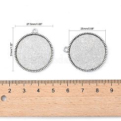 Tibetischer Stil Legierung flache runde Anhänger Fassungen TIBEP-Q045-068G-AS-RS