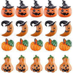 40 Stück 4 Stile Halloween-Thema undurchsichtige Harz-Cabochons RESI-GF0001-09