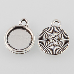 Nickelfrei tibetischen Stil Legierung Quadrat Anhänger cabochon Fassungen X-TIBEP-M022-26AS