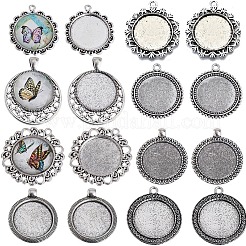 16 stücke 8 arten tibetischen stil flache runde legierung anhänger cabochon einstellungen TIBEP-SC0002-50