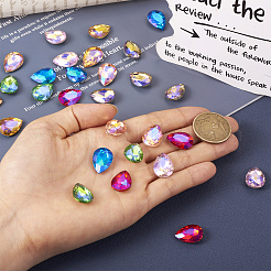 70 Stück 7 Farben spitz zulaufende Glas-Strass-Cabochons RGLA-TA0001-06