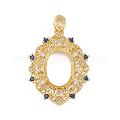 Blume Messing Micro Pave Zirkonia Anhänger Cabochon Einstellungen KK-U026-04G