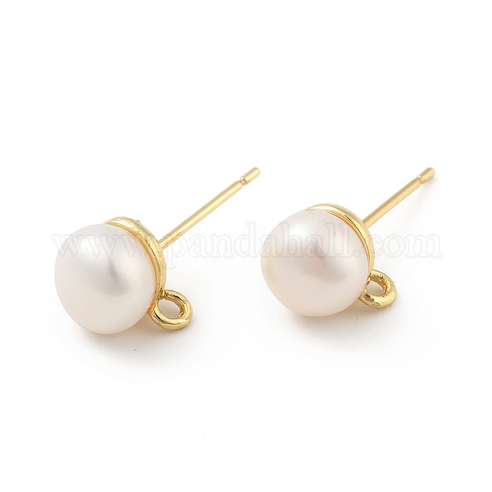 Wholesale Natural Pearl Stud Earrings Findings Pandahall