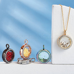 5 Stück 5 Farben Legierung Strass Anhänger Cabochon offene Rückseite Einstellungen RB-PH0001-22