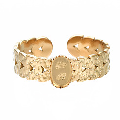 Offener Manschettenfingerring aus Edelstahl 304 mit Cabochon-Fassungen STAS-T060-09G