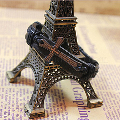 Verstellbare Kreuz mit Wort Eisen geflochtenen Lederband Armbänder BJEW-P0001-02B