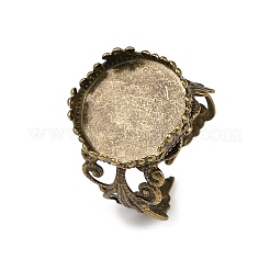 Verstellbare antike Bronze Ton Filigrane Messingring Komponente Cabochon Einstellungen X-KK-G020-A